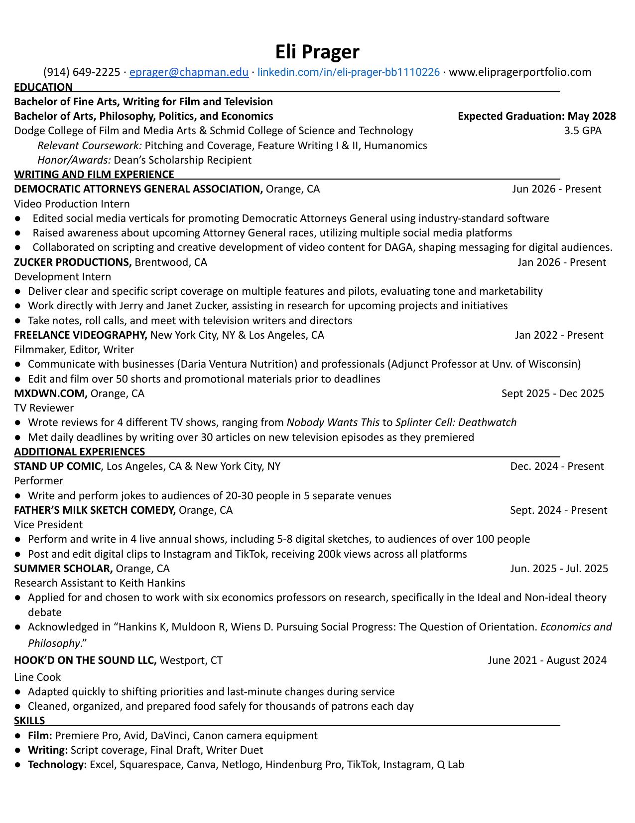 Eli Prager resume